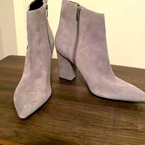Genuine Nine West Grey Suede Heeled Ankle Boots Size 11